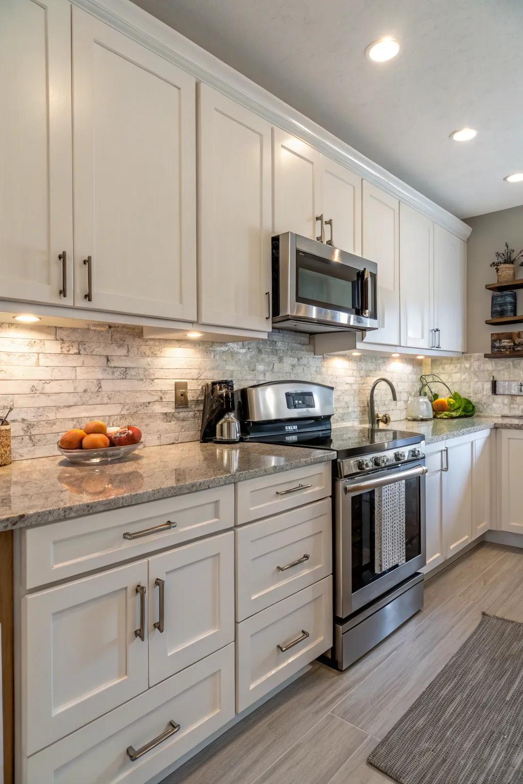 Simple upkeep with wipe-clean composite backsplash.