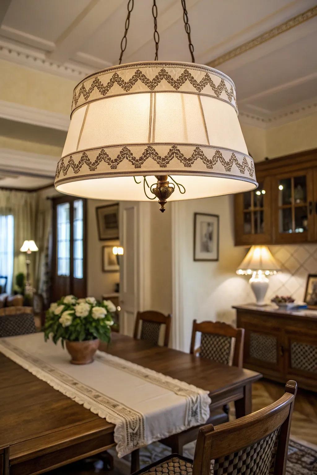 Attain a timeless aesthetic using corded textile ribbon on your lampshade.