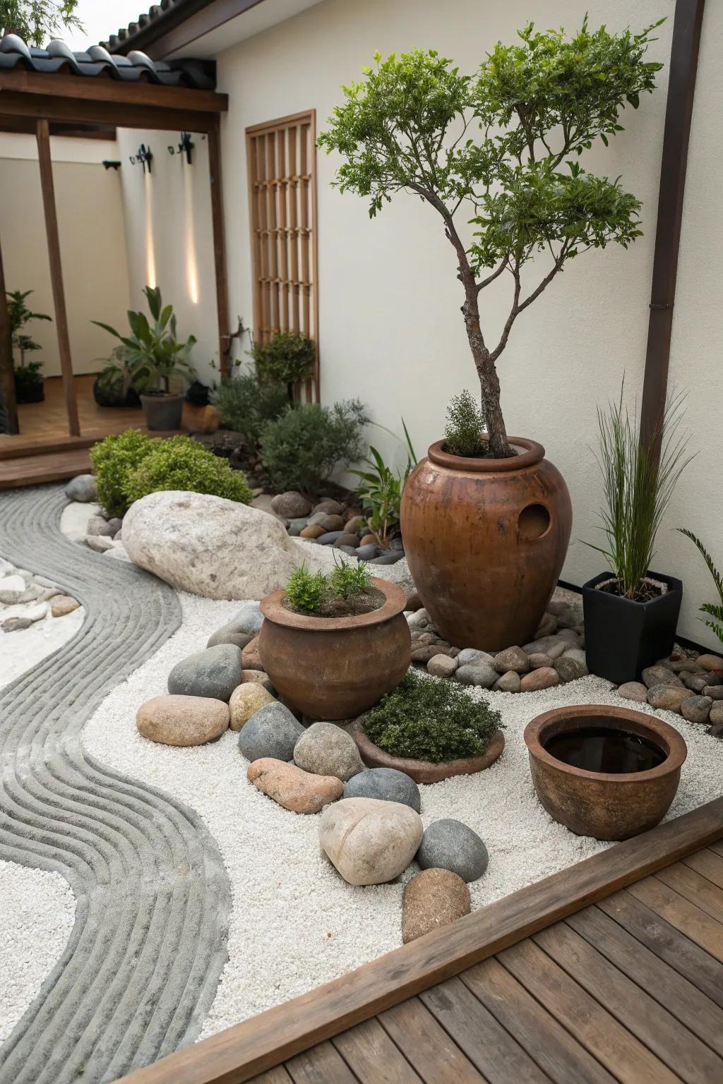 Calm your senses with a serene zen planter garden.