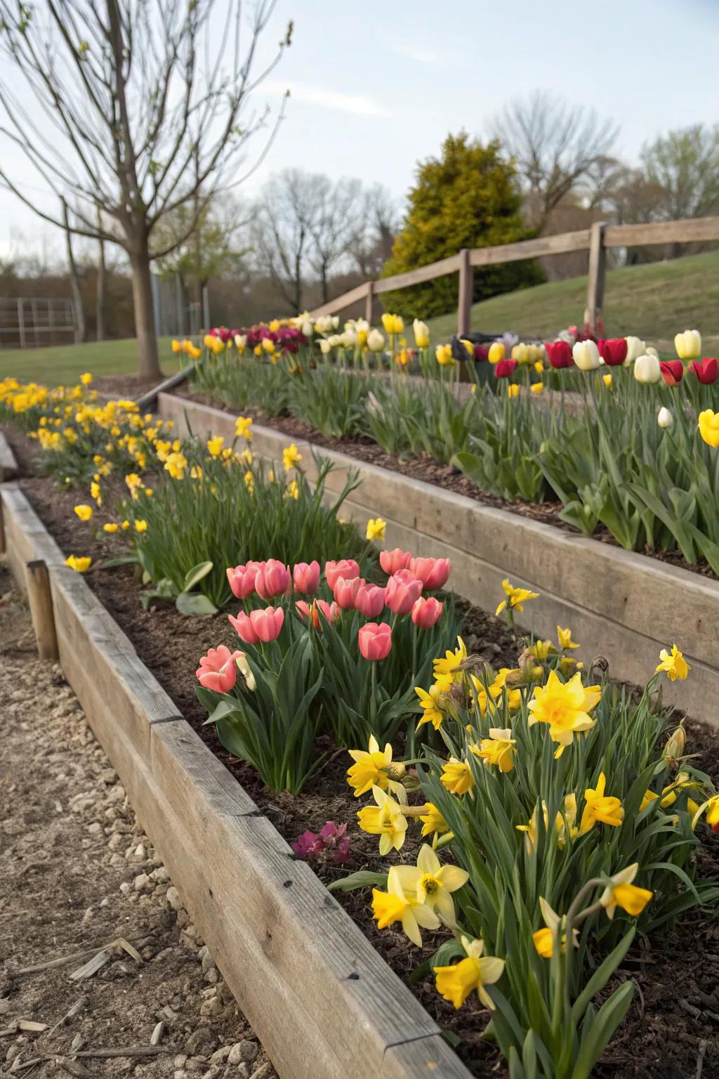 A garden bed showcasing the lasagna planting technique with layered <strong>blossom rockets</strong> and <strong>golden trumpets</strong>.” loading=”lazy” class=”pimg”>
	</picture><figcaption>A garden bed showcasing the lasagna planting technique with layered <strong>blossom rockets</strong> and <strong>golden trumpets</strong>.</figcaption></figure>
<p>Try lasagna planting by layering <strong>blossom rockets</strong> and <strong>golden trumpets</strong> in a single spot. This method assures a series of blooms, providing continual interest.</p>
<h3>Useful items to consider:</h3>
<ul class=