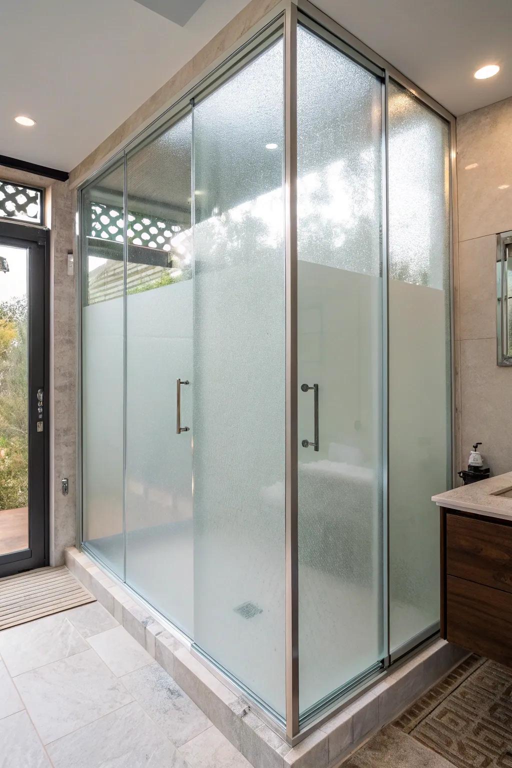 Frosted glass offers stylish privacy in your shower.