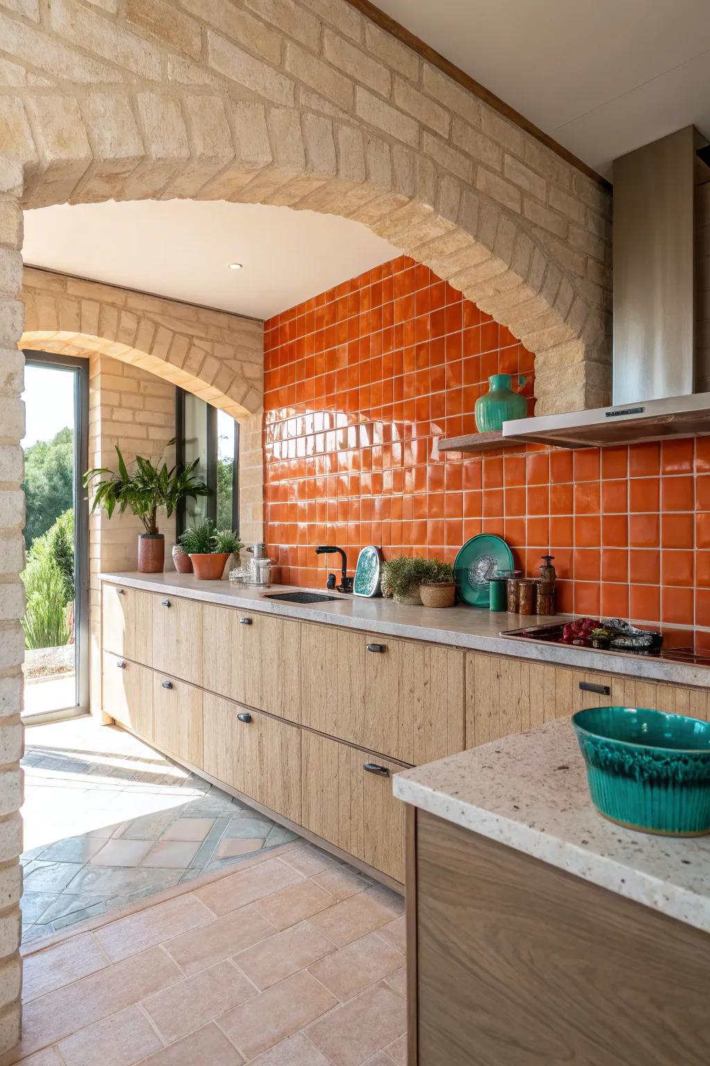 Add rustic charm with patterned materials that complement delicate tan tones. <strong><em>Feel the inviting depth!</em></strong>&rdquo; loading=&rdquo;lazy&rdquo; class=&rdquo;pimg&rdquo;>
	</picture><figcaption>Add rustic charm with patterned materials that complement delicate tan tones. <strong><em>Feel the inviting depth!</em></strong></figcaption></figure>
<p>Patterns like brick, stone, or even patterned tiles can enrich dimension and intrigue to your kitchen. These materials synchronize beautifully with the comfort of delicate tan.</p>
<h3>A few choices to try:</h3>
<ul class=