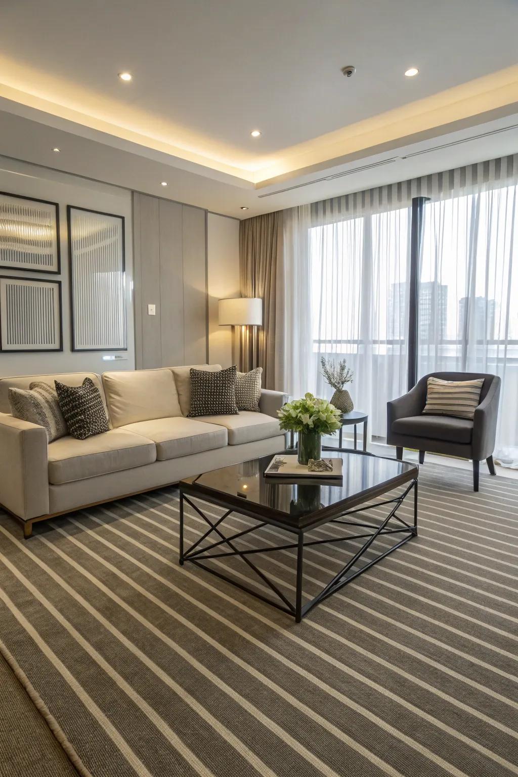 Lines cleverly enhance the perception of space.