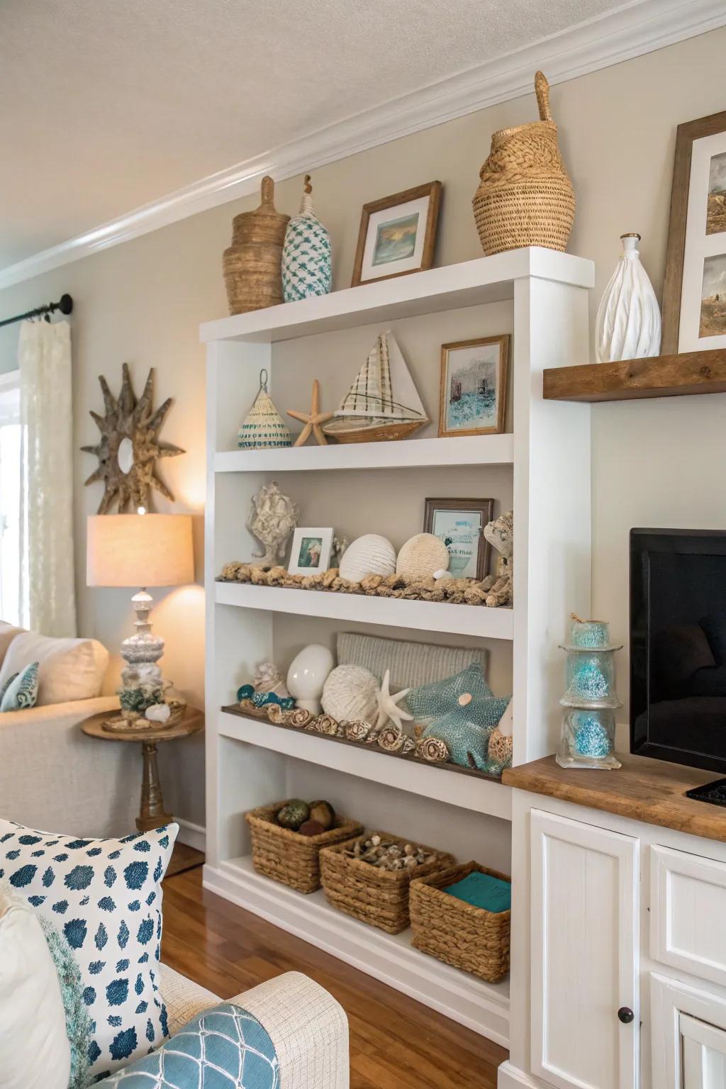 Individualize by using a themed shelving setup.