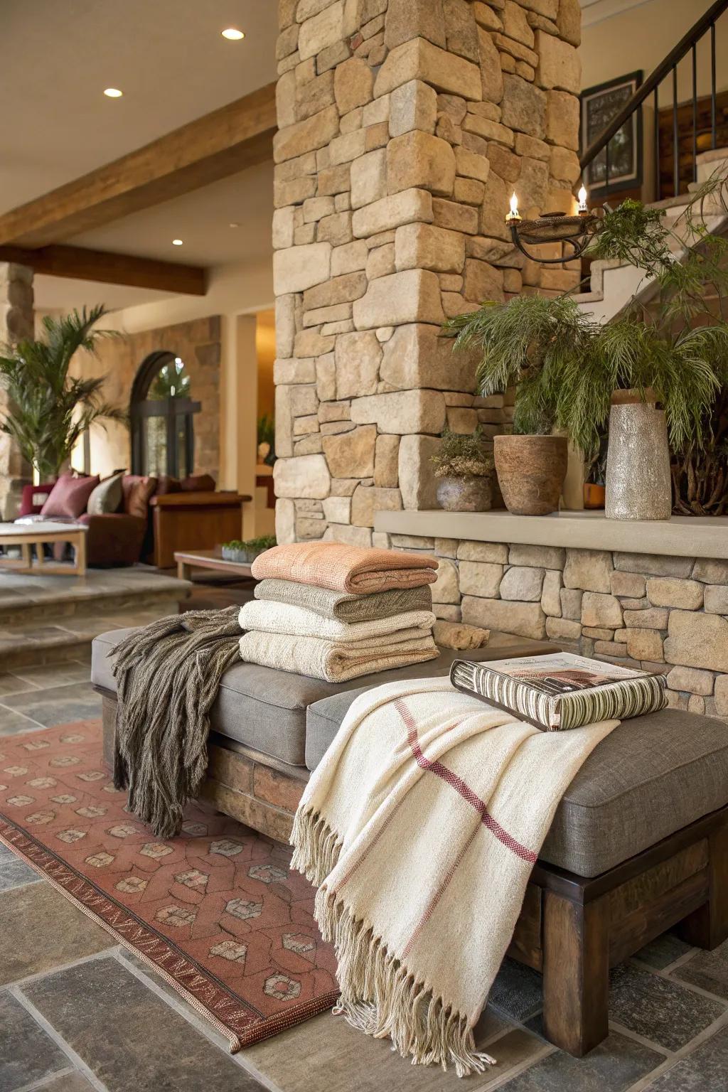 A textured lobby with depth and richness