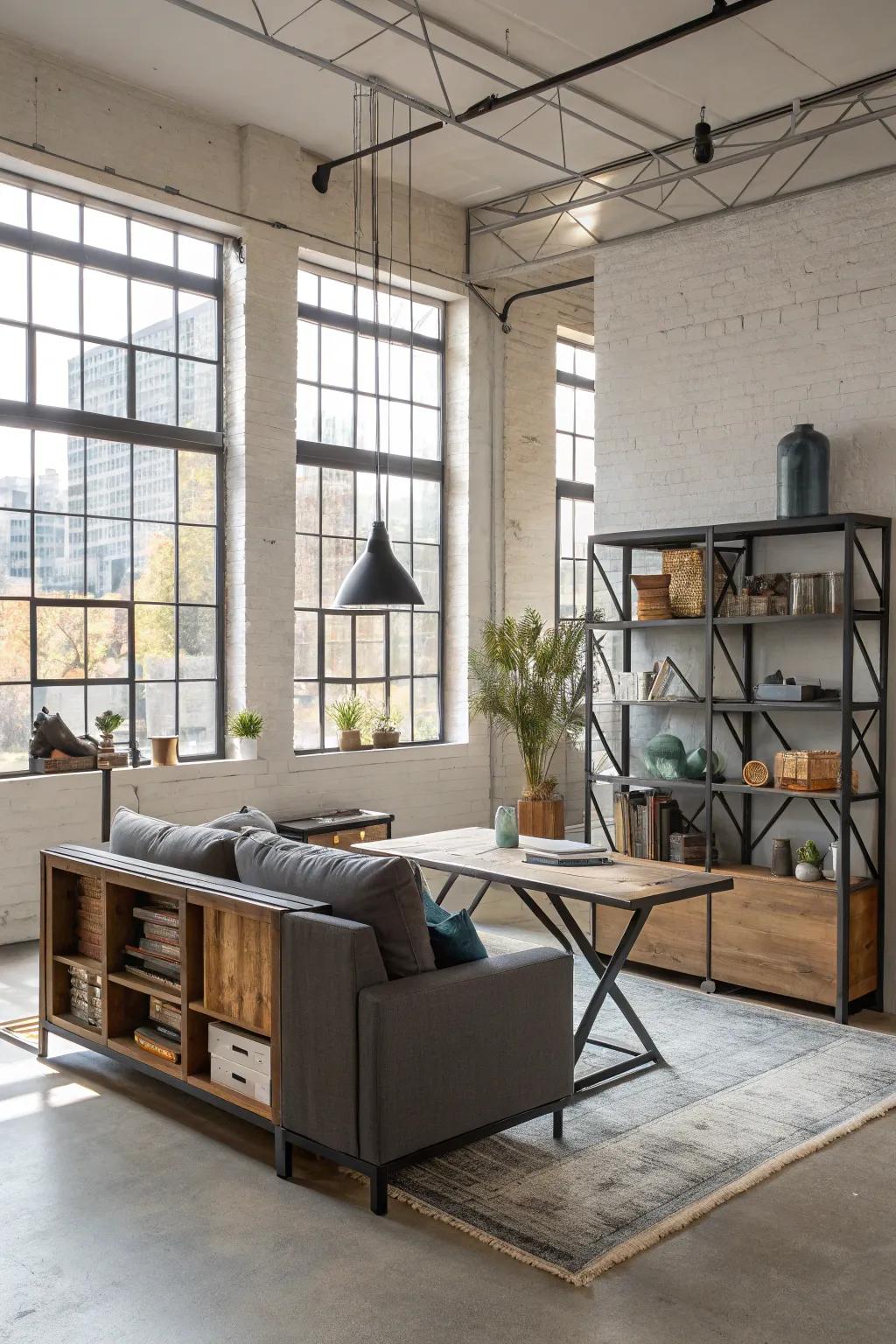 Effective space usage with multipurpose furniture.