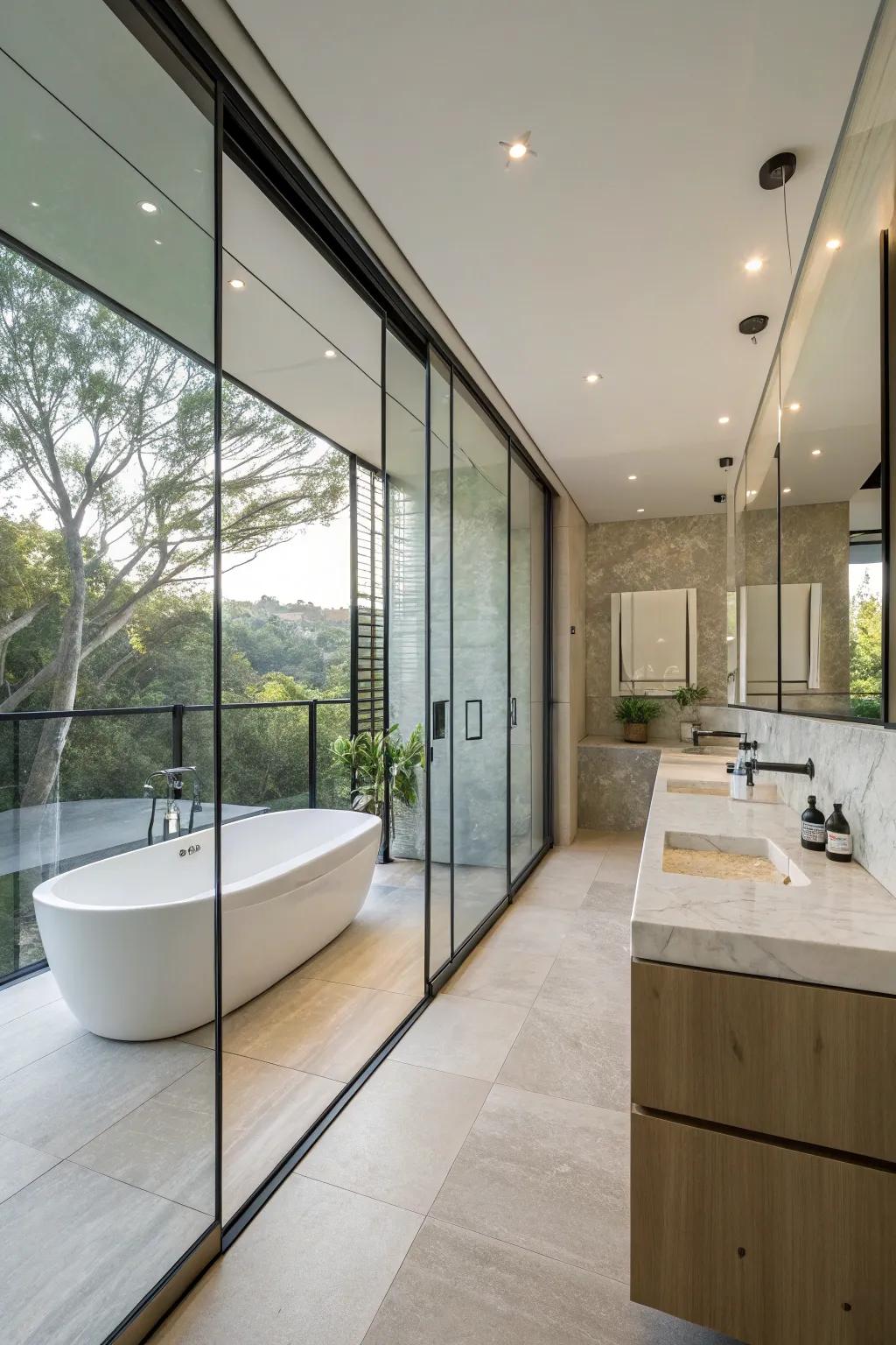 Artful use of glass maintaining an open feel.