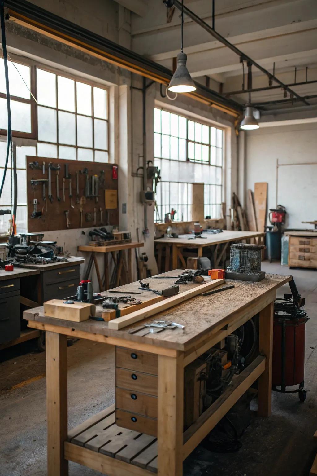 Nurture your creativity in a well-equipped craftsman's workshop within your loft.