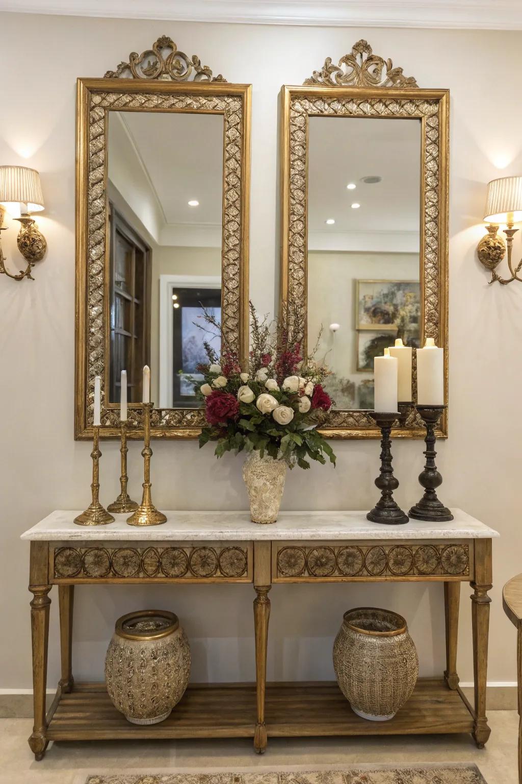 Double glasses deliver equilibrium and harmony in decorative themes.
