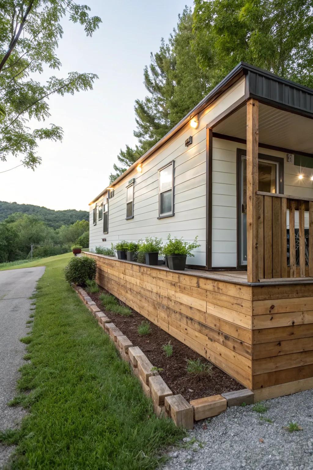 Reclaimed materials introduce sustainability and character to a base.