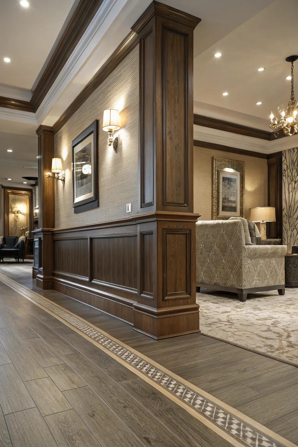 Blended-material edgings for a customized touch.