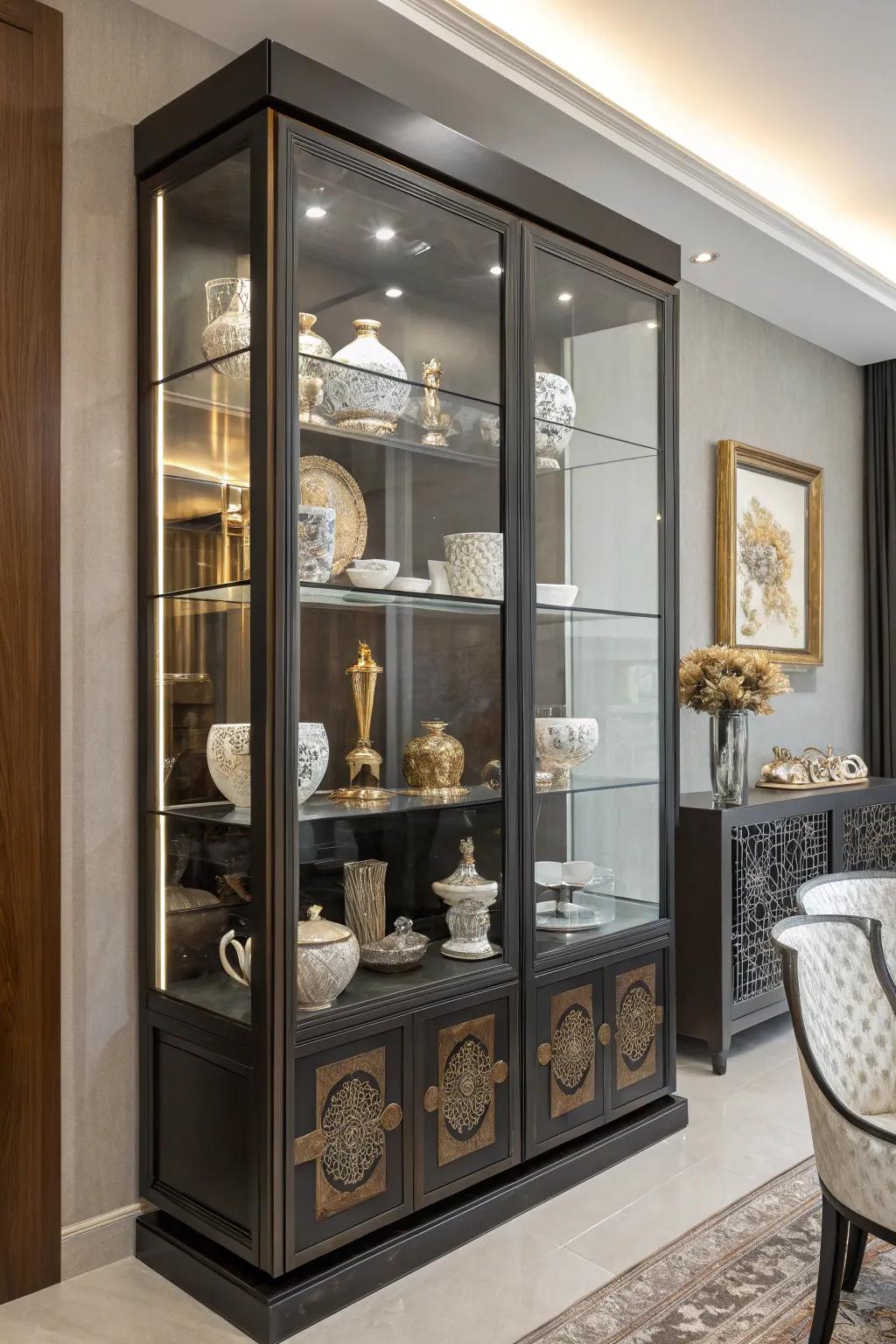Unique pieces take center stage in a china cabinet.