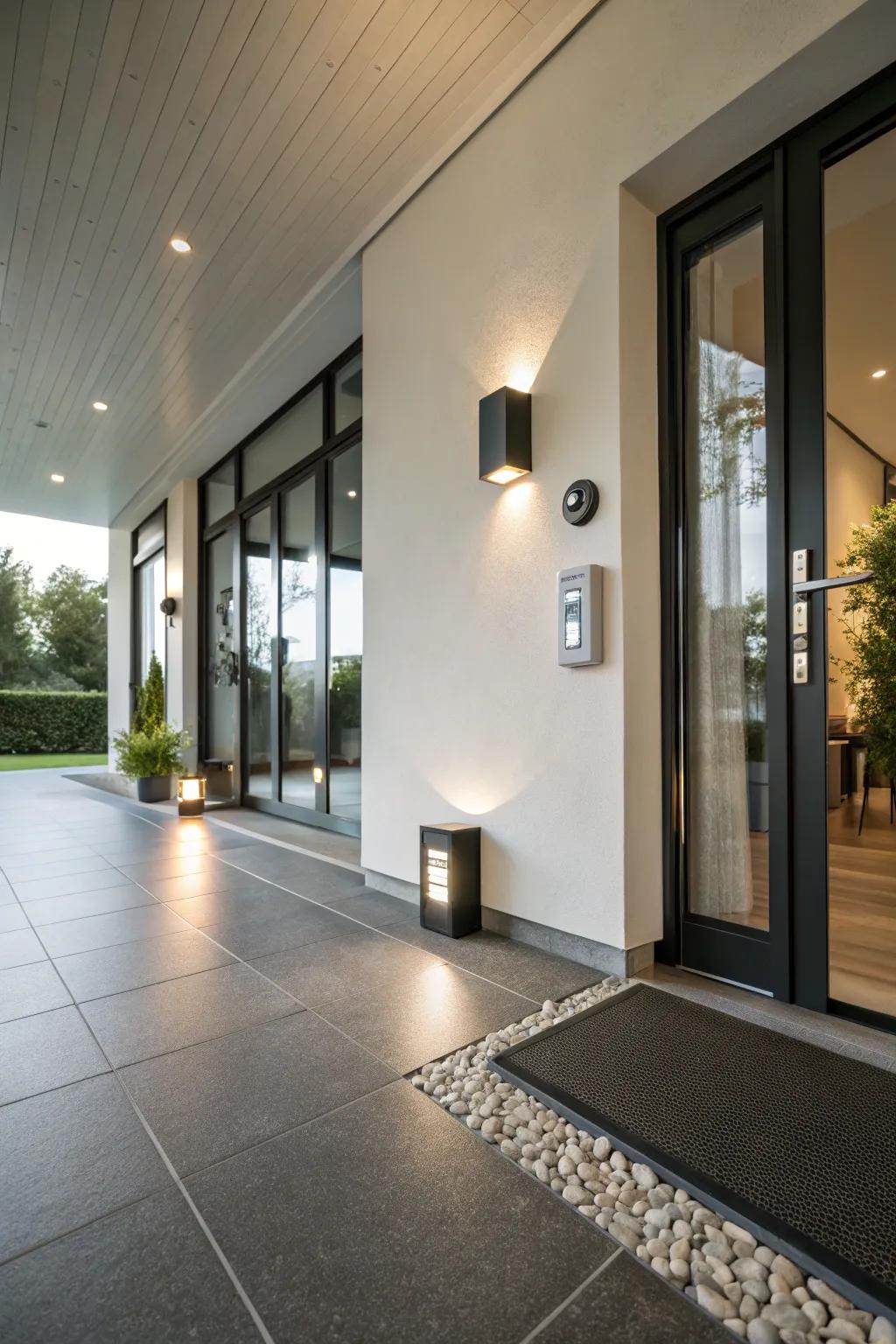 Smart technology brings a futuristic touch to the entryway.