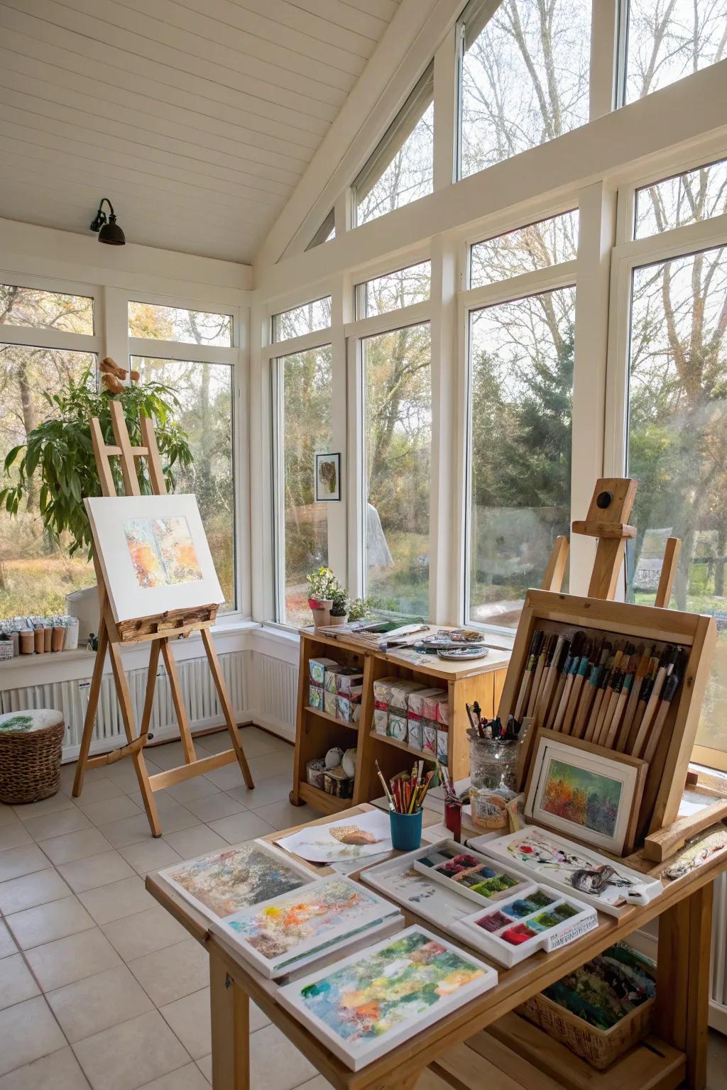 An inspiring art studio bathed in natural light and creativity.