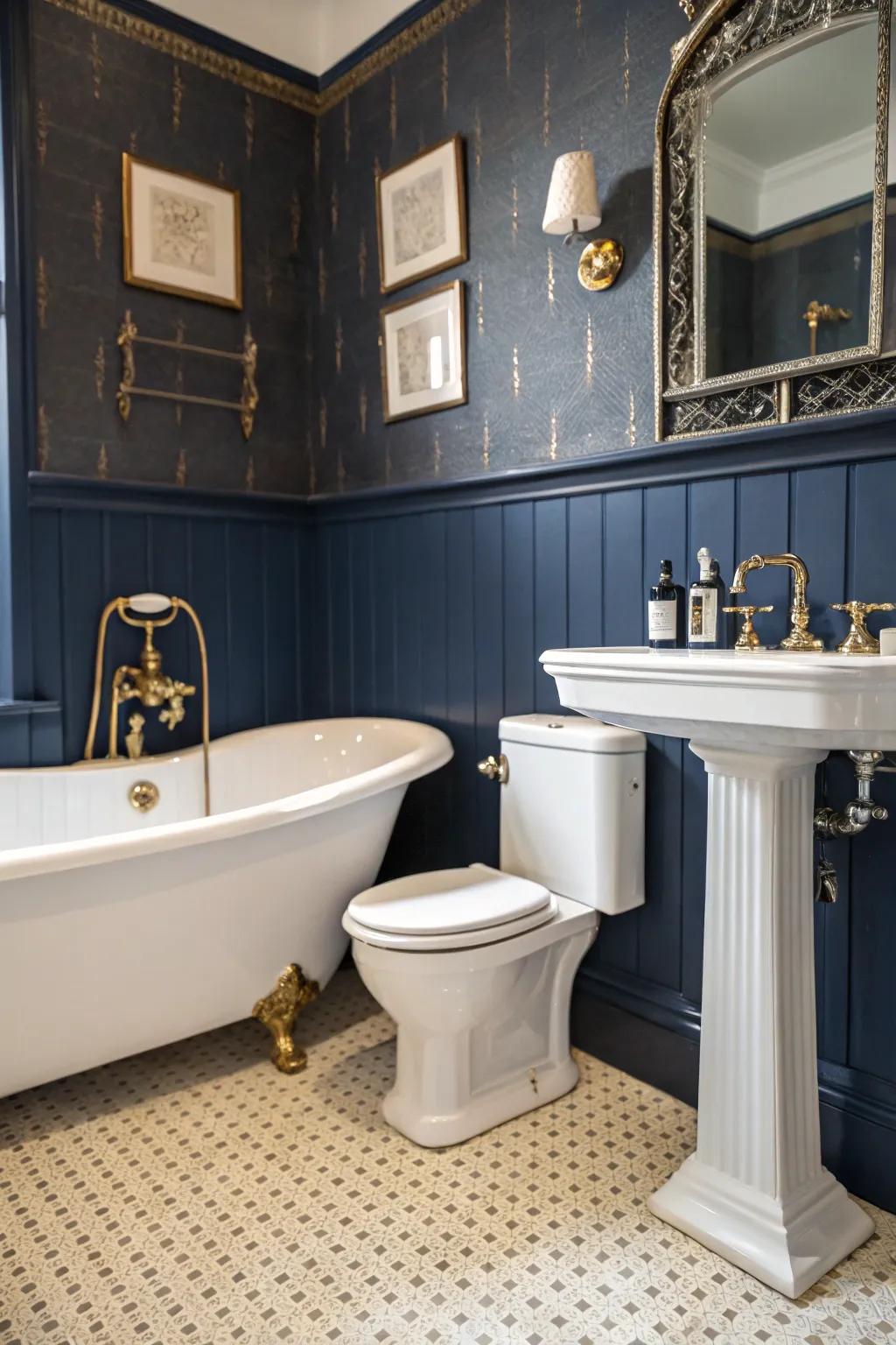 Vintage fixtures add charm to deep sea bathrooms.