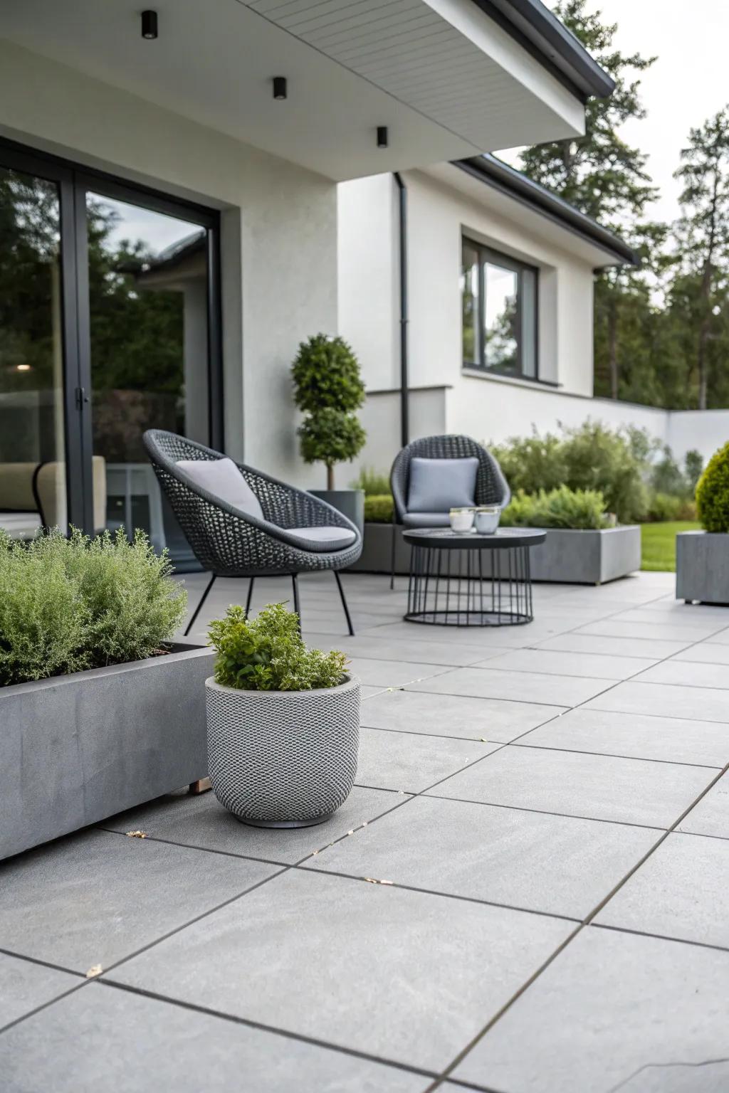 Monochromatic ground covers create a bold, cohesive look.