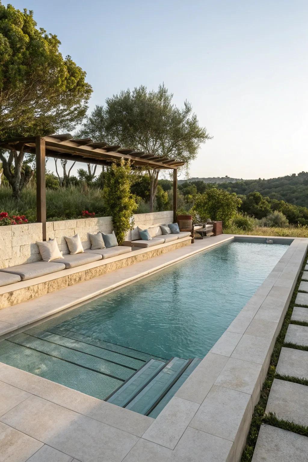 Readily available seating turns your pool into a social hub.