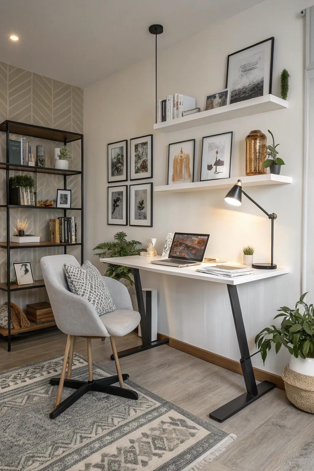A dynamic workspace featuring versatile furniture options.