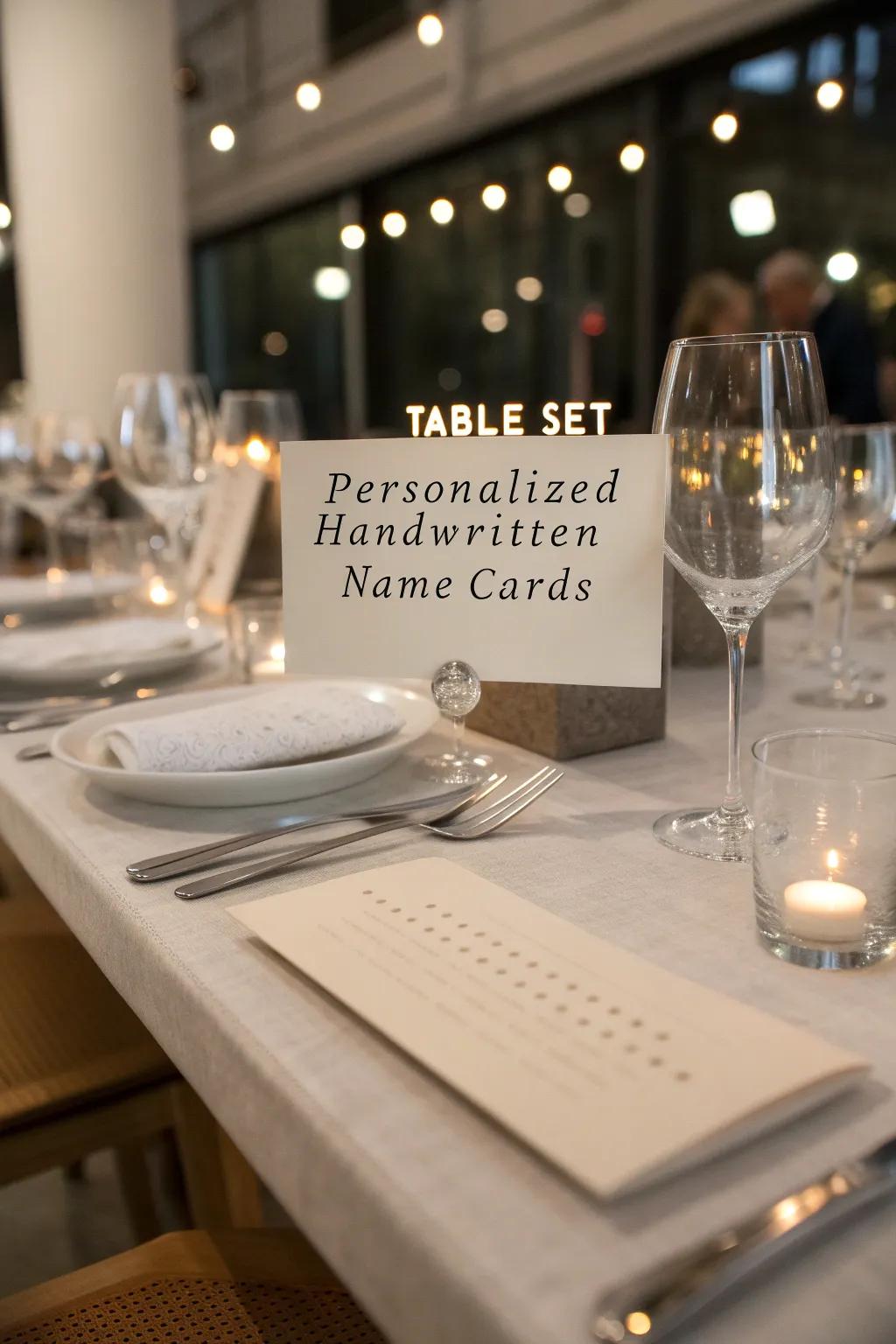 Individualized place cards contribute a caring touch to your setting.