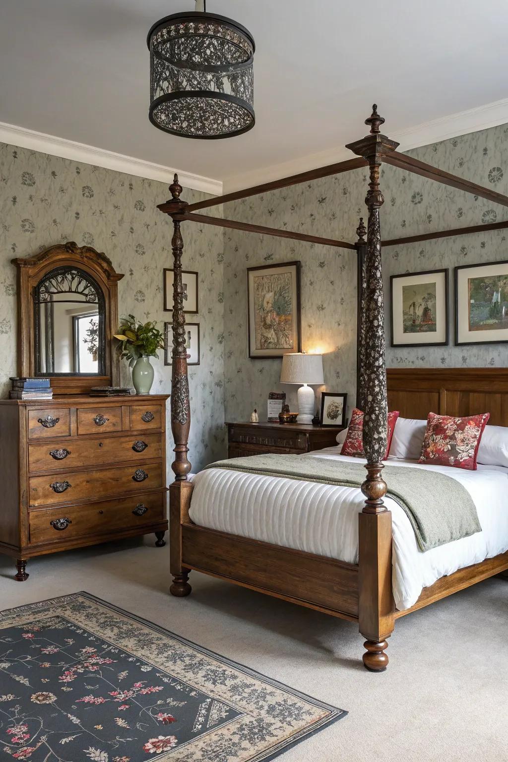 Antique pieces add history and character to the room.