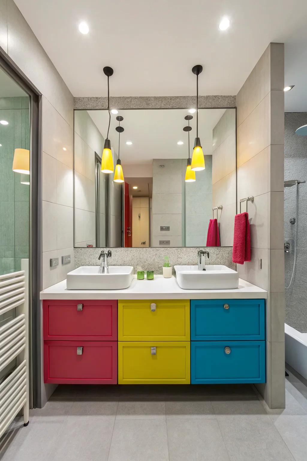 Colored fixtures that bring life and energy to bathroom design.