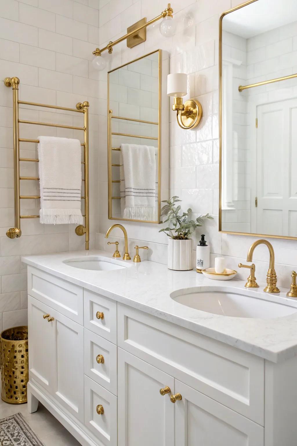 Gold hardware adds a sophisticated touch.