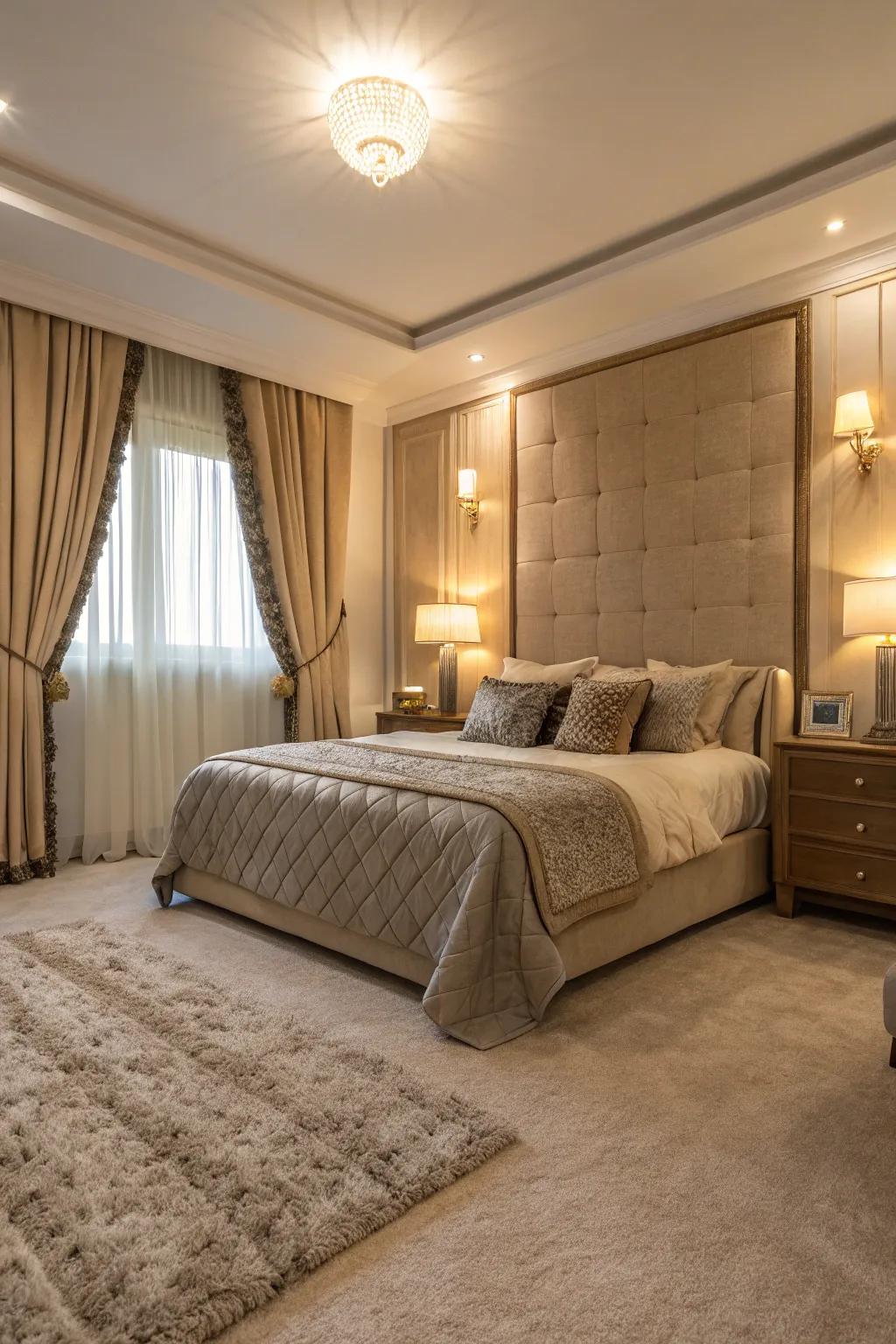 Plush carpets offer a luxurious touch with a subtle presence.