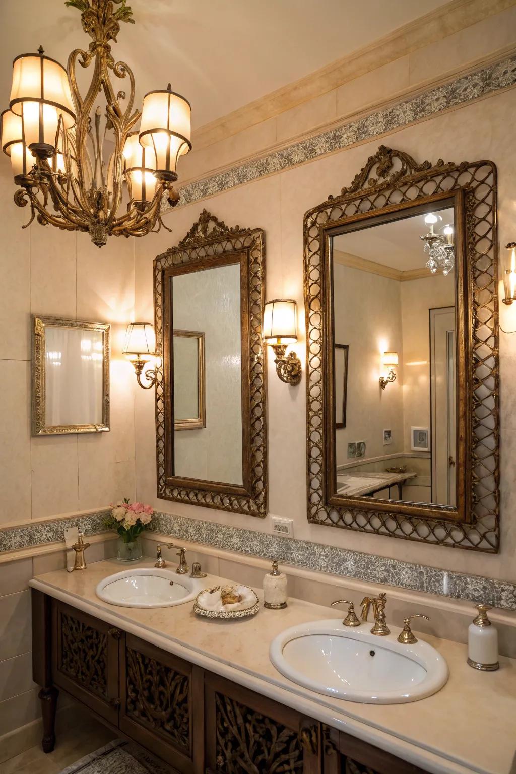 Antique elements adding character to a bathroom.