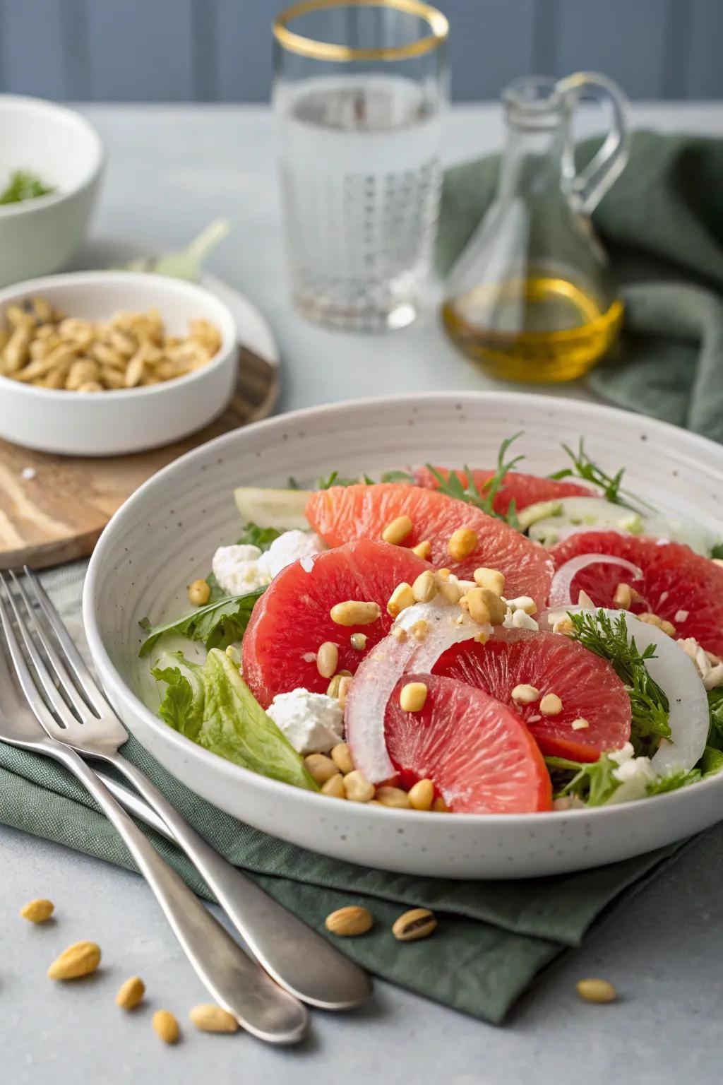 A refreshing salad complements the Thanksgiving feast.