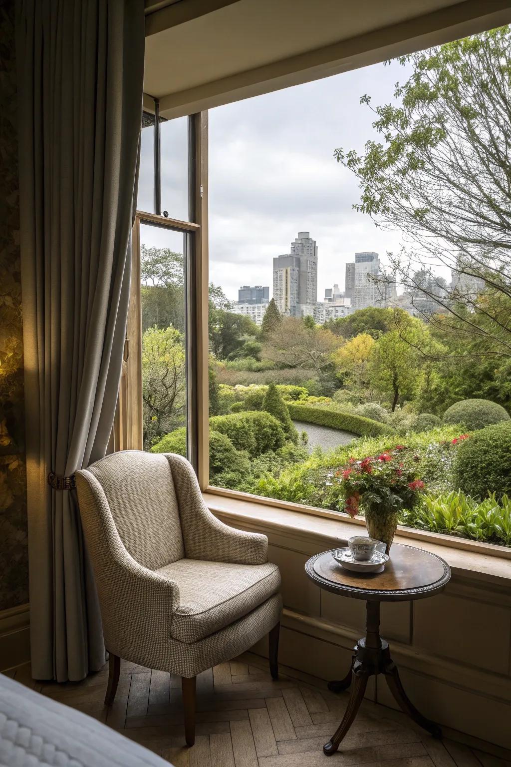 An alcove offering stunning scenery, seamlessly integrating comfort and picturesque views.