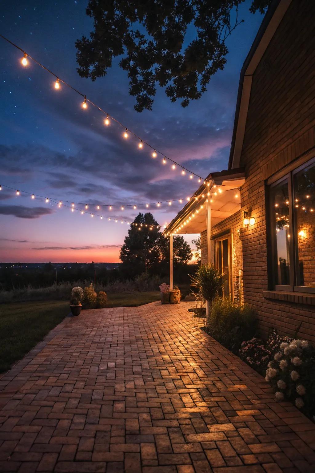 Filament strands fashion an enchanting evening ambiance