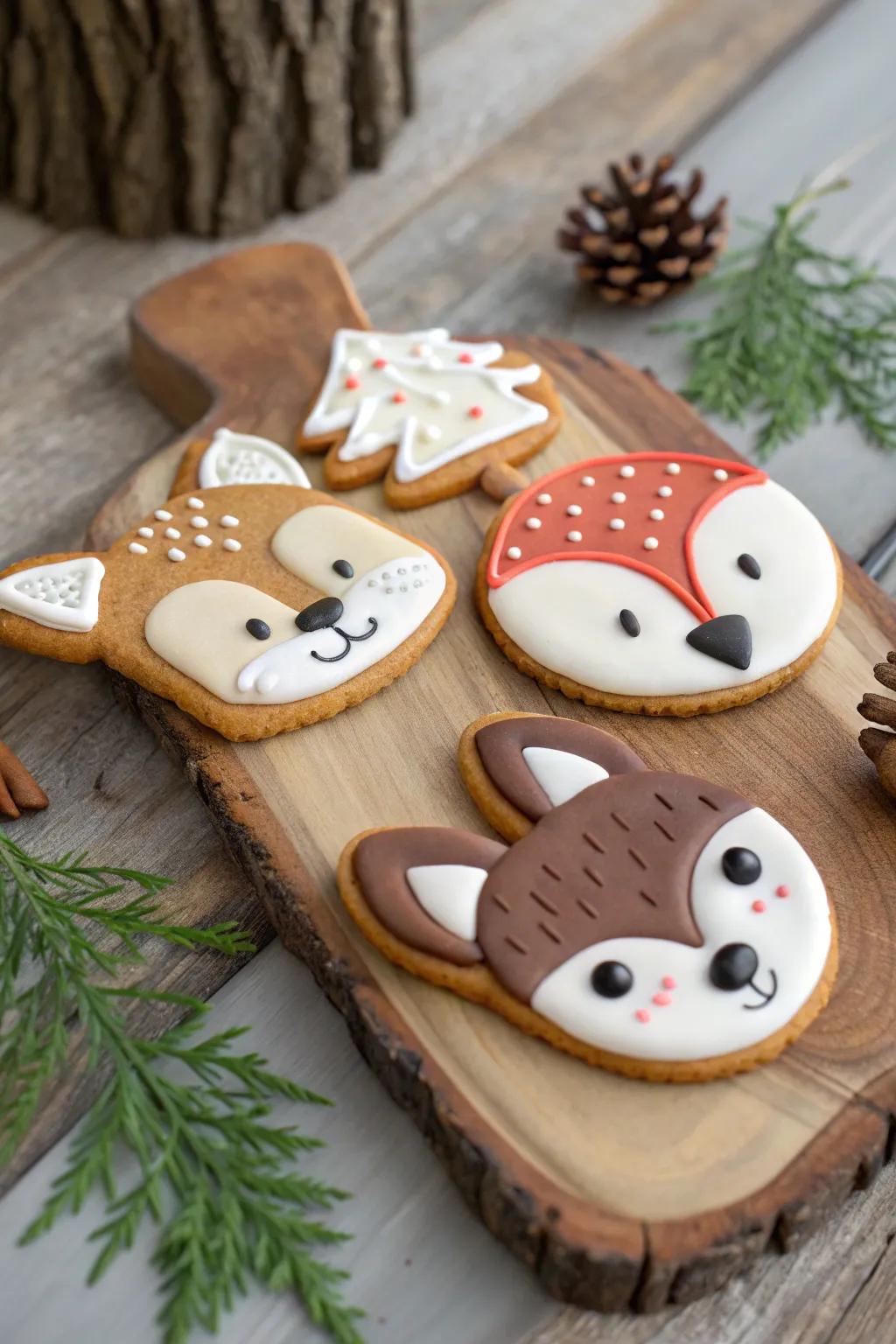 Woodland animal cookies, transporting the essence of the forest to the celebration.