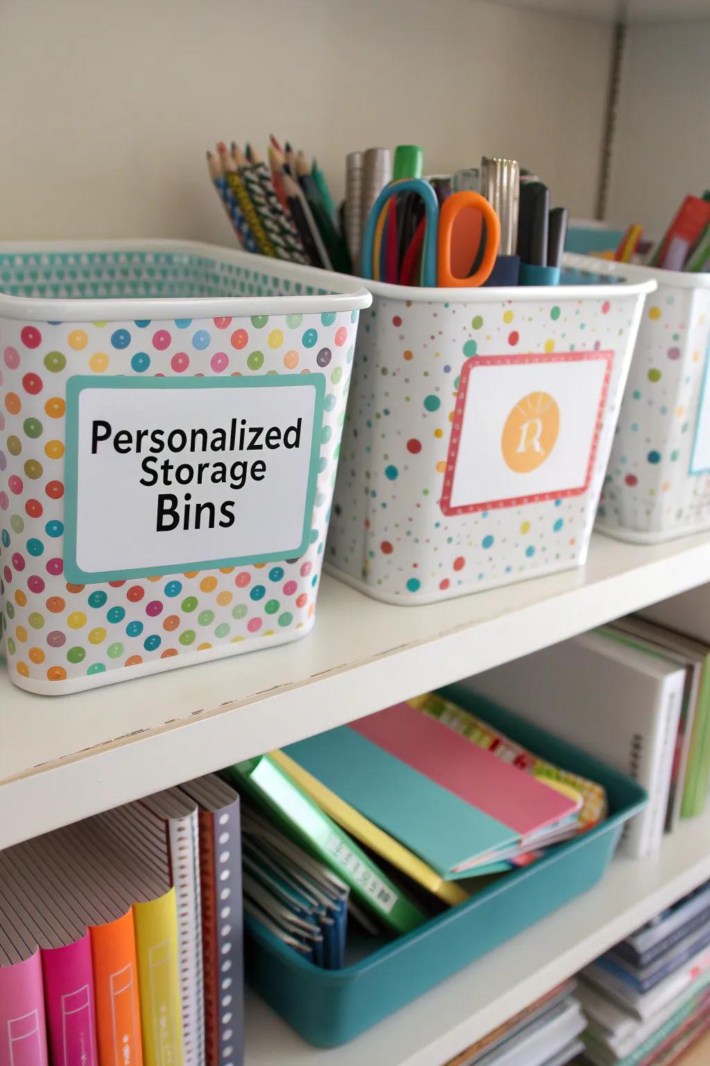 Personalized containers make organizing more personal and fun.