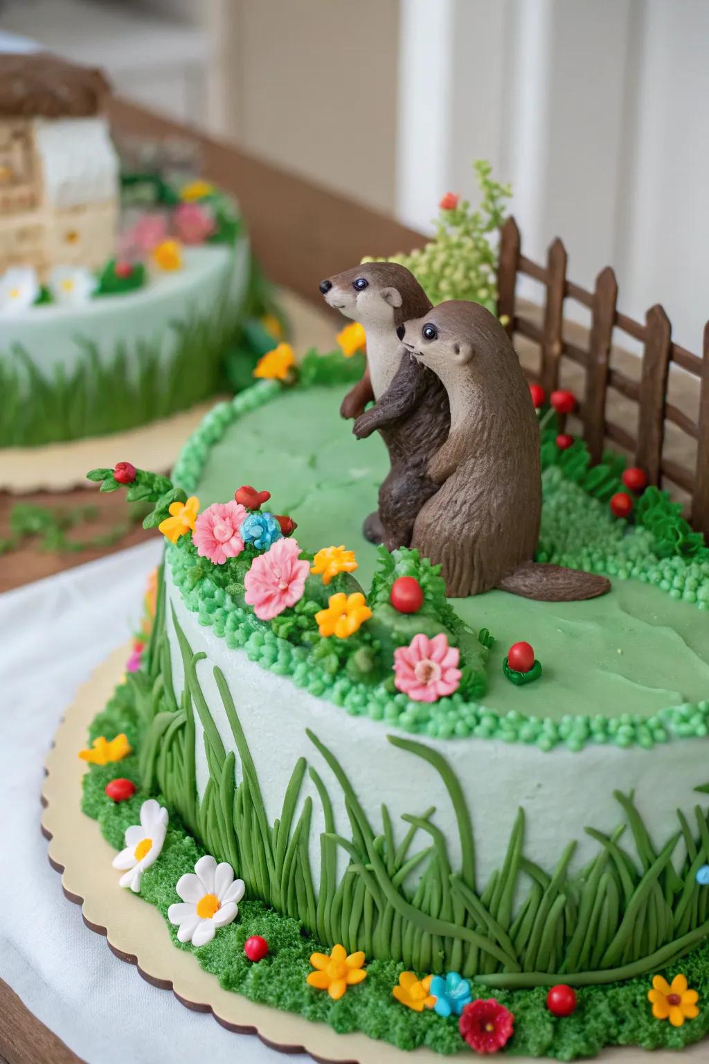 Honor spring using a garden-themed otter cake.