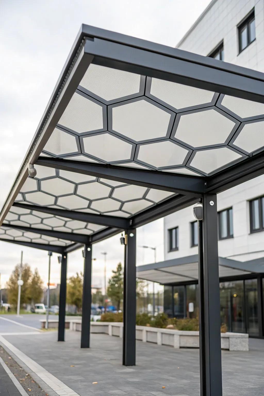 Hexagonal canopy provides a unique geometrical design for your garden.