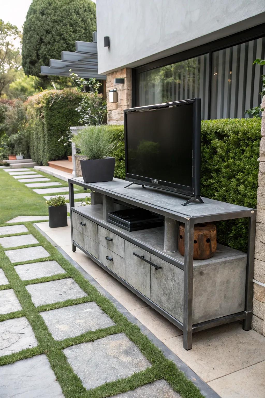 An industrial edge creating a modern outdoor aesthetic.