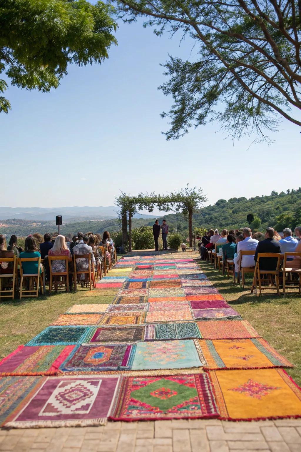 Define zones with chic exterior rugs.
