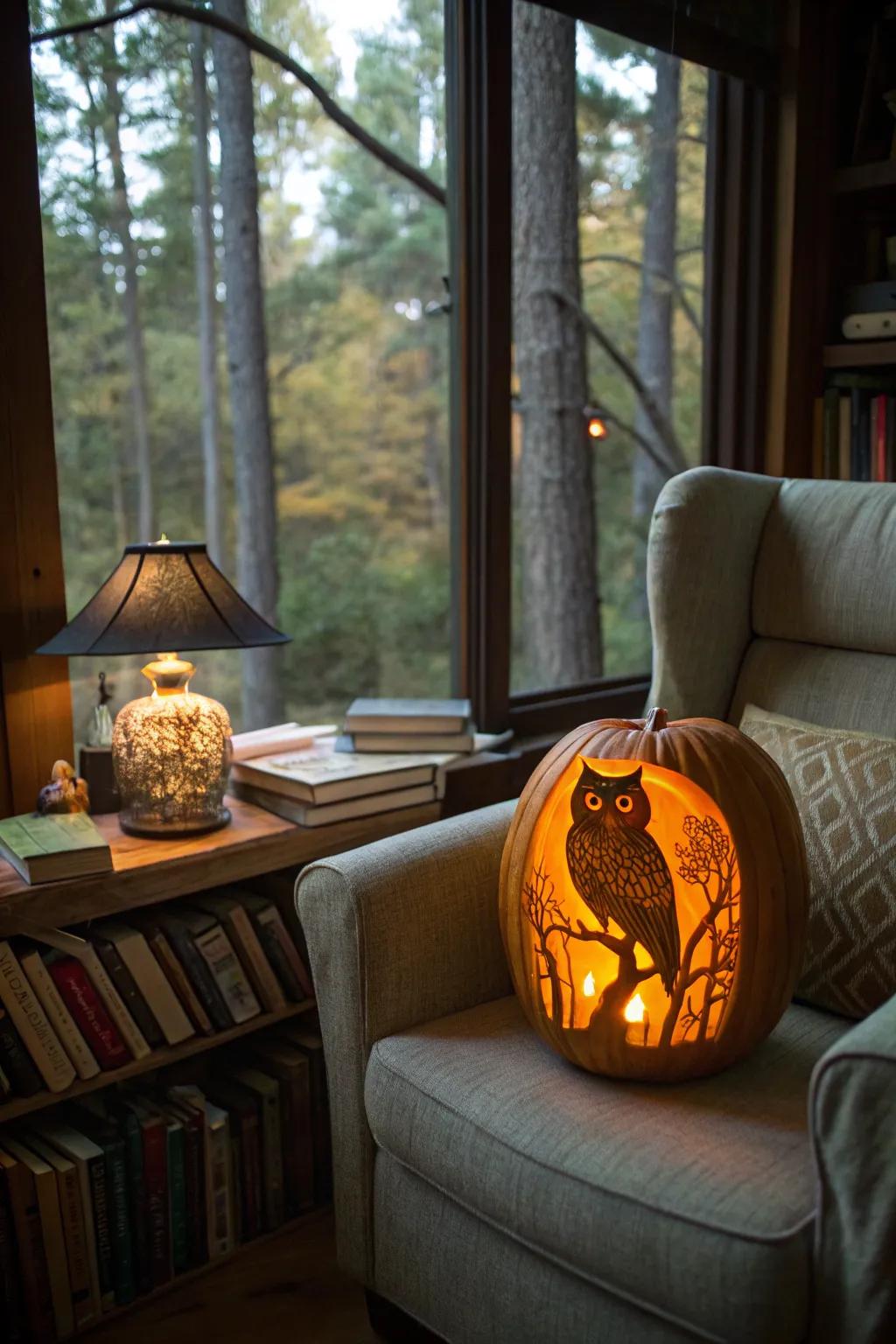 An owl in a mystical forest brings a storybook scene to life.
