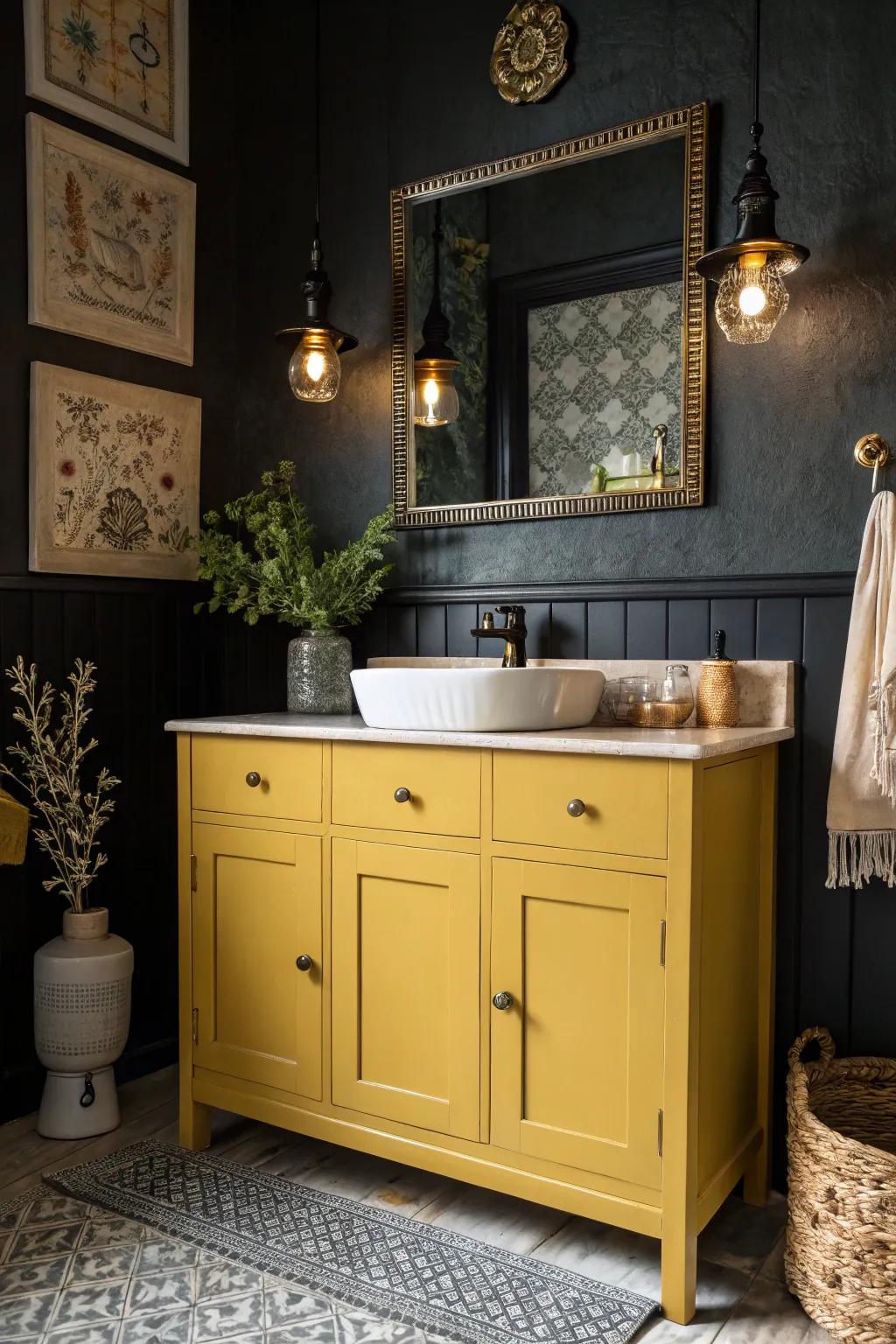 Amber vanities bring retro charm.