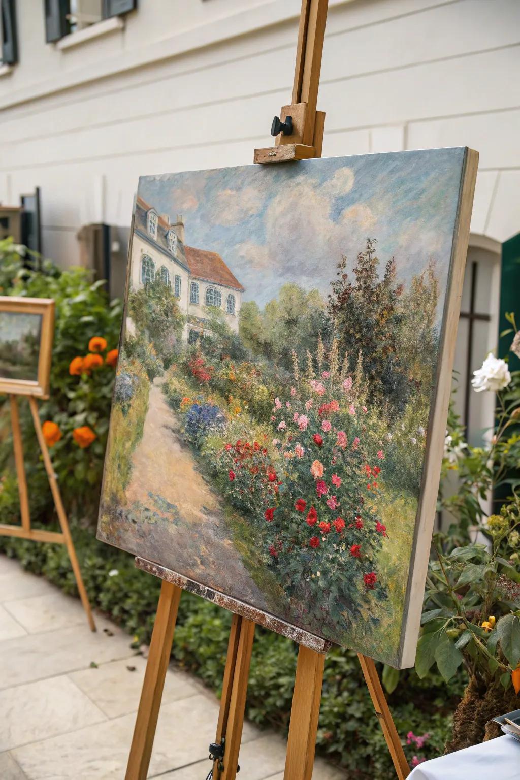 The essence of a blossoming garden is captured in impressionist flowers.