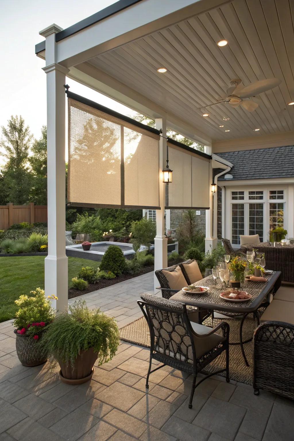 Enjoy flexible privacy with pull-down screens.