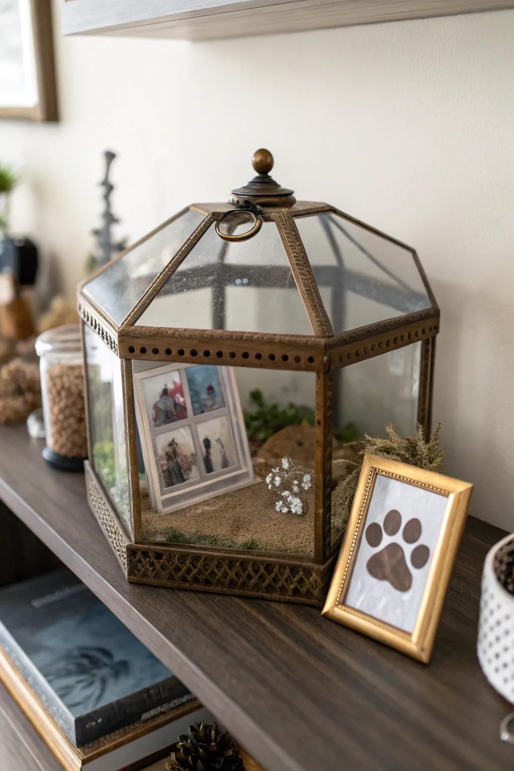 A meaningful keepsake frame with a paw print.