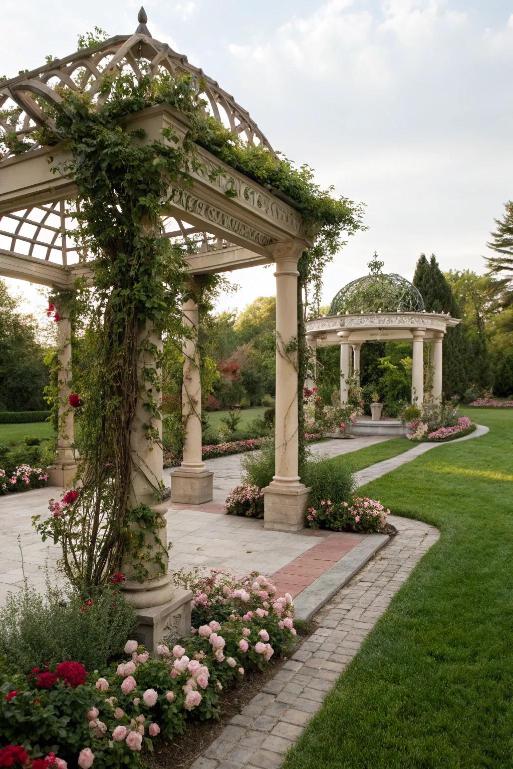 A two-tiered shade creates a dramatic and elegant look.