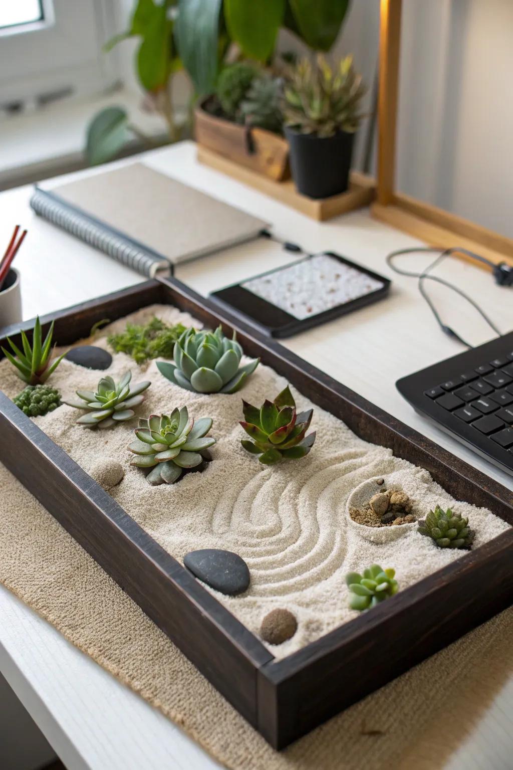 By having a Zen garden on the inside, you'll have a sense of peace.