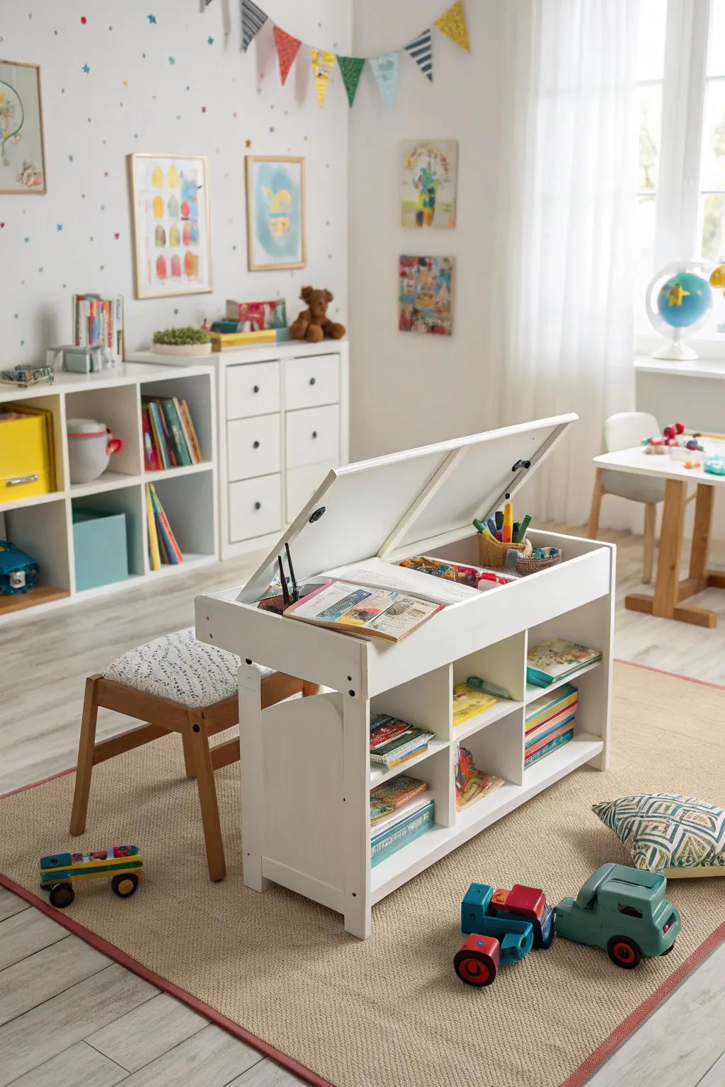 Transformable furniture in a playroom, offering adaptability as children evolve.