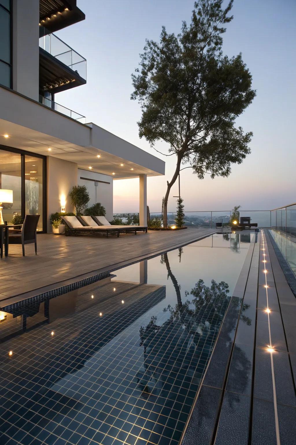 Sparkle paneling creates the illusion of added room.