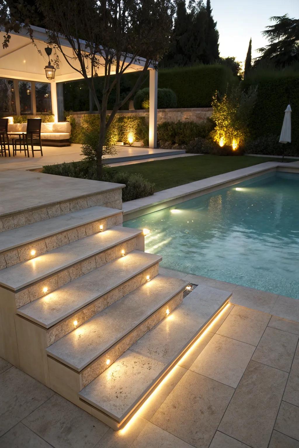 Step lights ensure safe and stylish navigation.