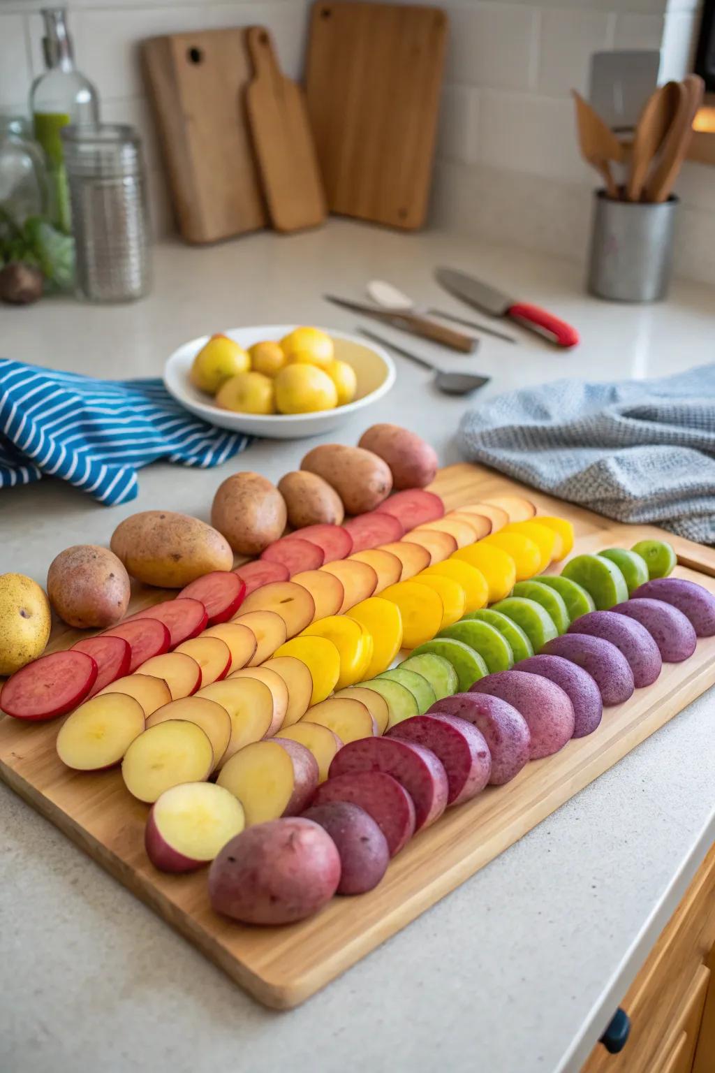 A colorful spread of spuds that draws the eye.