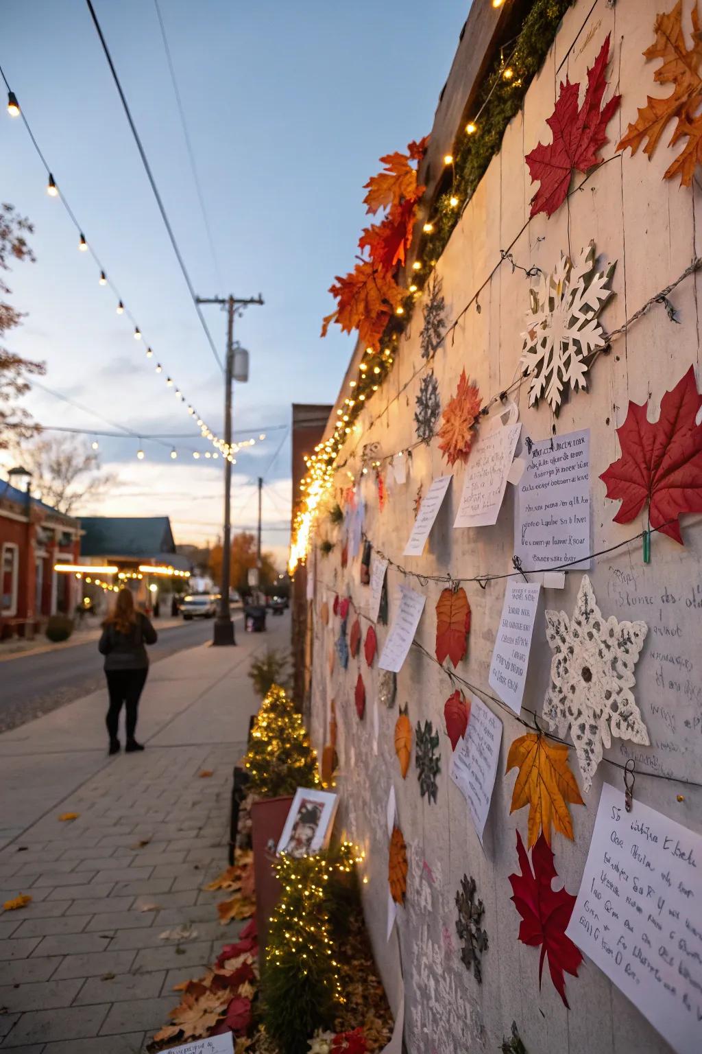 A devotional display adorned with seasonal decorations for a festive touch.