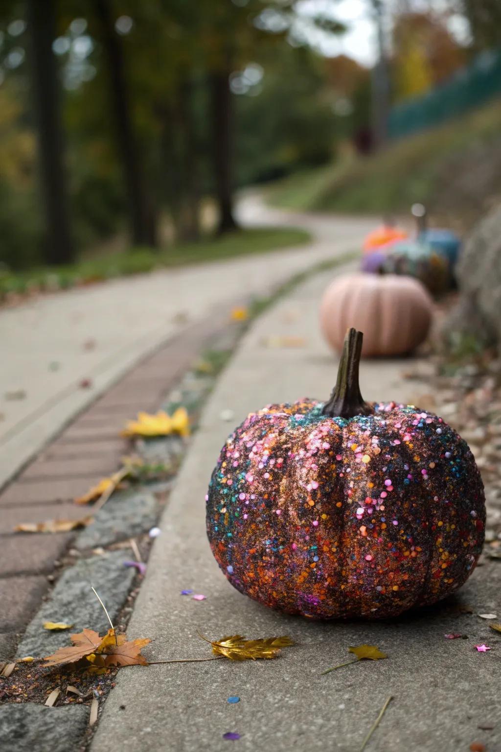 An explosive sparkle-inspired pumpkin that dazzles in the dark.